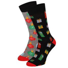 Kerstsokken Heren in kerstbal (2-pack)