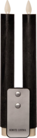 Anna's Collection LED dinerkaarsen - zwart - 2x stuks - 18 cm - met afstandsbediening