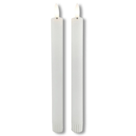 LED kaarsen met bewegende vlam 2x - Wit- incl. Afstandsbediening - Dinerkaars rustiek wax 24 cm
