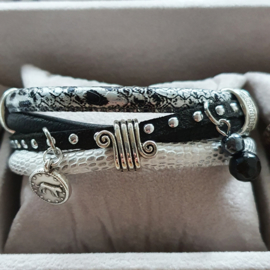 Armband met 3 kleuren (imi) leer en bedels