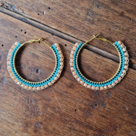 Hoop oorbellen miyuki-kristal: goud, groen, turquoise, zalm