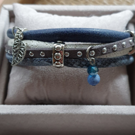 Armband met 3 kleuren (imi) leer en bedels