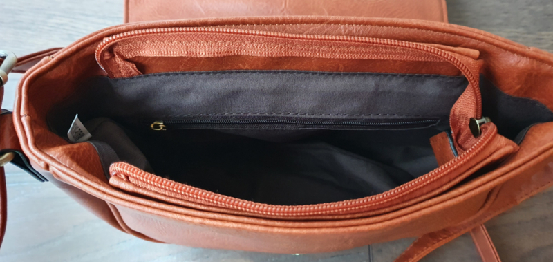 Bruine leren tas met boho stiksels TASSEN Blessingz