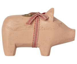 Maileg Wooden pig - small - powder