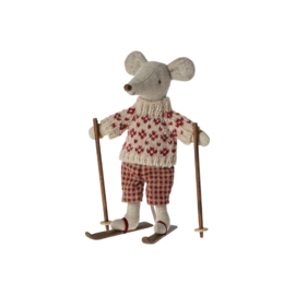 Maileg Winter Mouse with Ski Set - Medium Mother Mouse