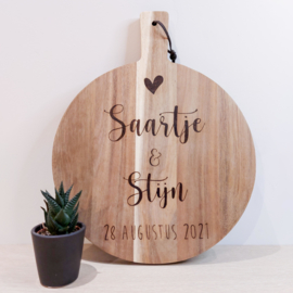 Tapasplank rond - Namen + datum