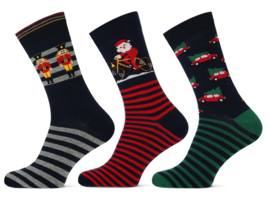 Kerstsokken Heren - mix: rood-blauw