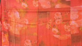 Sjaal linnen-katoen Red Chinese Painting