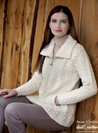 Damesvest Aran met ritssluiting, kleur natural