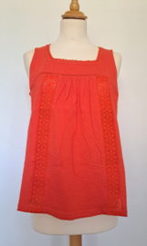 Weirdfish Vest vierkante hals Chelle, katoenen jersey Tango Red