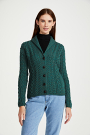 Aran damesvest met sjaalkraag