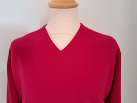 William Lockie Lamwollen pullover LEVEN met V-hals, Ruby XL