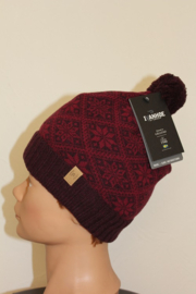 Ivanhoe of Sweden Muts Sneeuwvlok met pompom, Red Plum