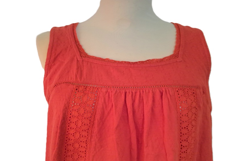 Weirdfish Vest vierkante hals Chelle, katoenen jersey Tango Red