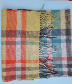 Sjaal geweven van 100% wol Ruitpatroon, geel, grijs, oranje