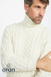 Aran heren koltrui, merino, offwhite