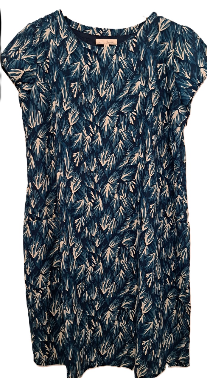 Seasalt jurk print blauw-offwhite, grote maten