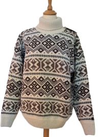 Noorse Wollen Coltrui offwhite-antraciet-grijs