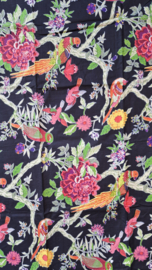 Sjaal katoen bloemen navy