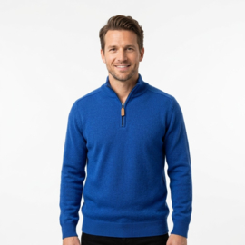William Lockie Basic Saddle half zip, blauw