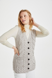 Aran mouwloos vest dames, 100% merino