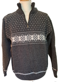 Noorse Wollen Trui half Zip, sterpatroon