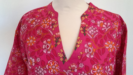 Himalaya Tunic driekwart mouw geweven Gots, pink flower