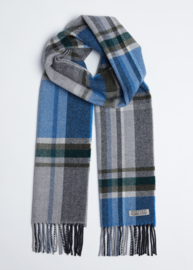 Sjaal Wollen geruite Tartan Blauw en Grijs