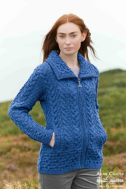 Aran Damesvest dubbele kol ritssluiting, blauw