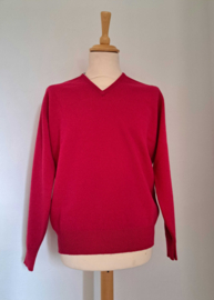 William Lockie Lamwollen pullover LEVEN met V-hals, Ruby XL