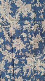 Sjaal katoen bloemen jeansblauw