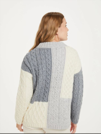 Aran merino wollen trui in Patchwork Sweater