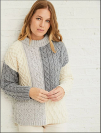 Aran merino wollen trui in Patchwork Sweater