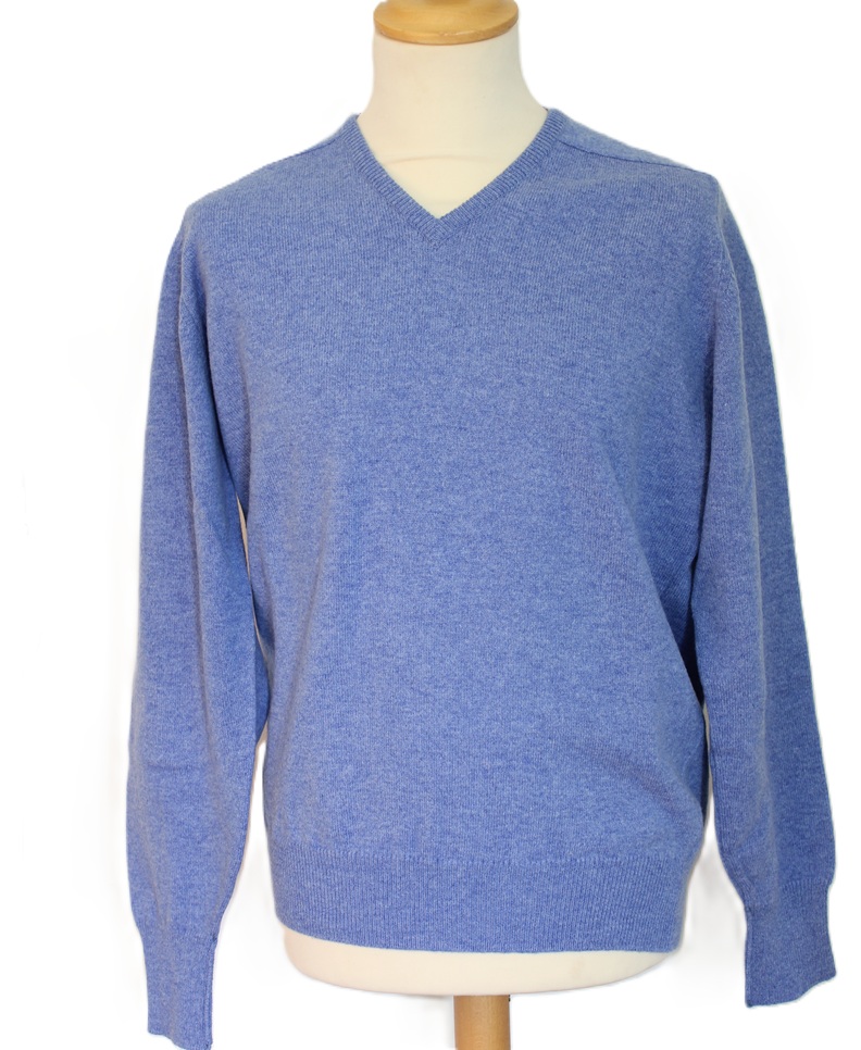 William Lockie Lamwollen pullover DF V-hals, surf