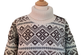 Noorse Wollen Coltrui offwhite-antraciet-grijs