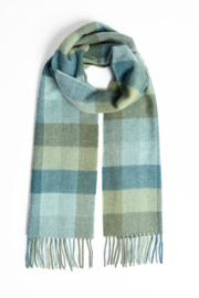 Sjaal wol ruitpatroon, groen, blauw