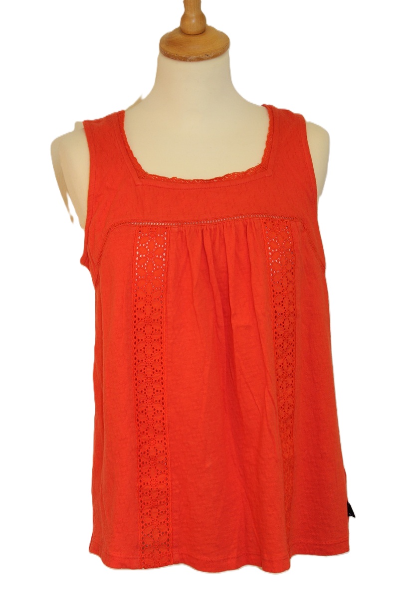 Weirdfish Vest vierkante hals Chelle, katoenen jersey Tango Red