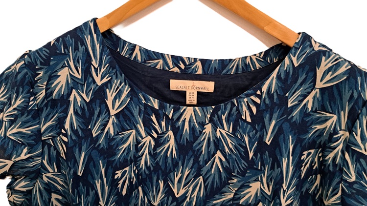 Seasalt jurk print blauw-offwhite, grote maten