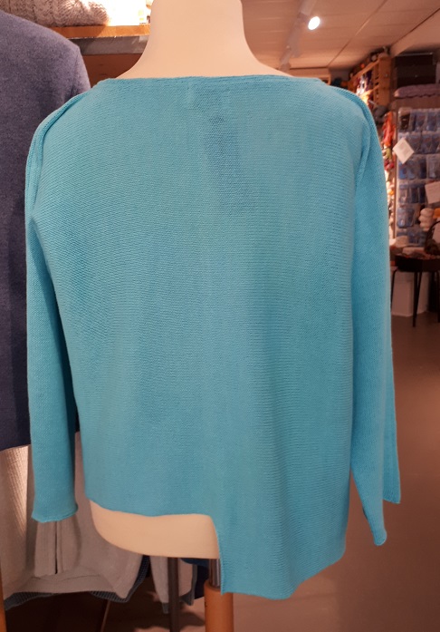 Linara dames trui met ajourpatroon, Turquoise grote maat