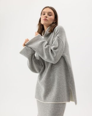Holebrook dames trui Sally Turtle, Grey melange