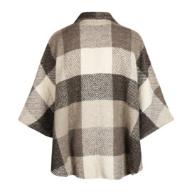 Wollen Poncho Racchel Ruitpatroon, Multi Brown