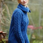 Aran Damesvest met Ritssluiting en hoge boord, blauw XS