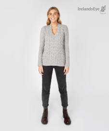 IrelandsEye Horseshoe Cable Sweater, grijs gemêleerd