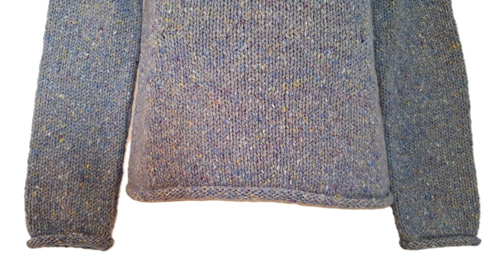 Fisherman Trui Roll Neck Sweater, Ice Blue