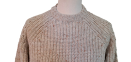 Aran Visserstrui crew neck Donegal Tweed, wolwit