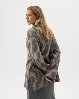 Holebrook dames trui Sally Turtle, Grey mel/khaki