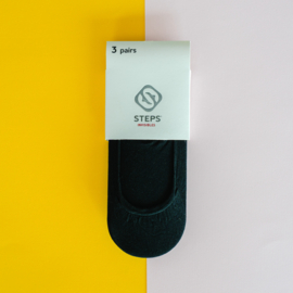 Kousenvoetjes zwart - LAAG MODEL (3-pack)