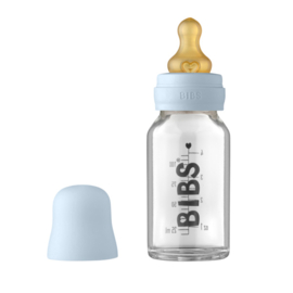 BIBS Baby Glass Bottle Complete Set Latex 110ml - Baby blue.
