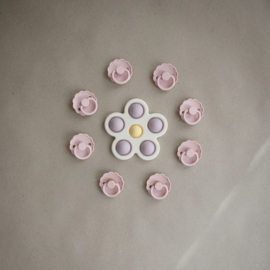 Mushie Press toy flower soft lilac/daffodil/ivory.