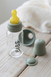 BIBS Baby Glass Bottle Complete Set Latex 225ml - Sage.